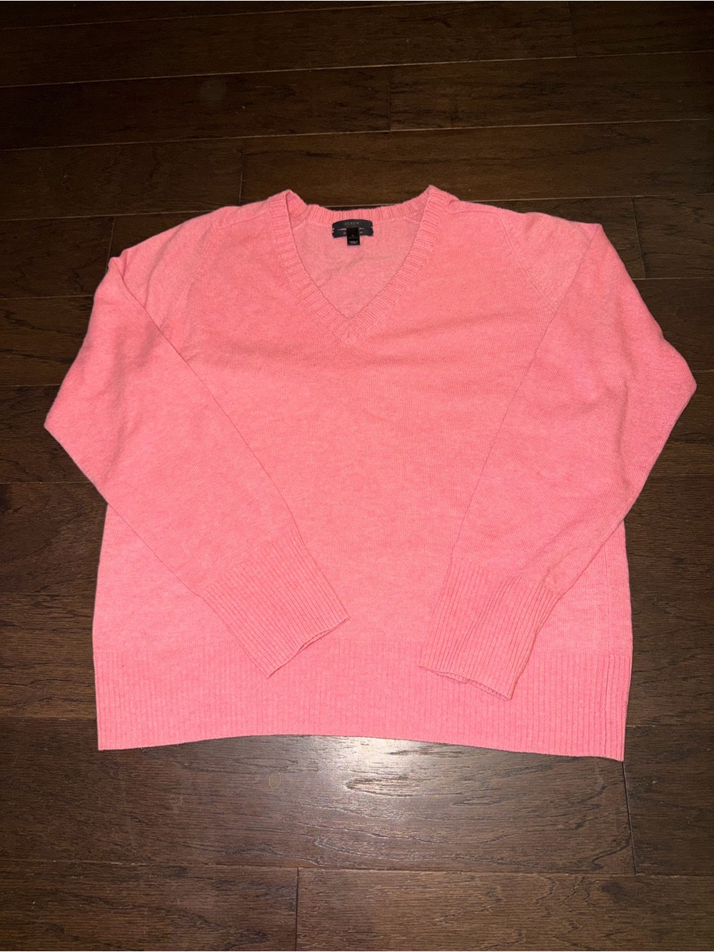 J.Crew Coral Pink V-Neck Cashmere Blend Sweater Size XL